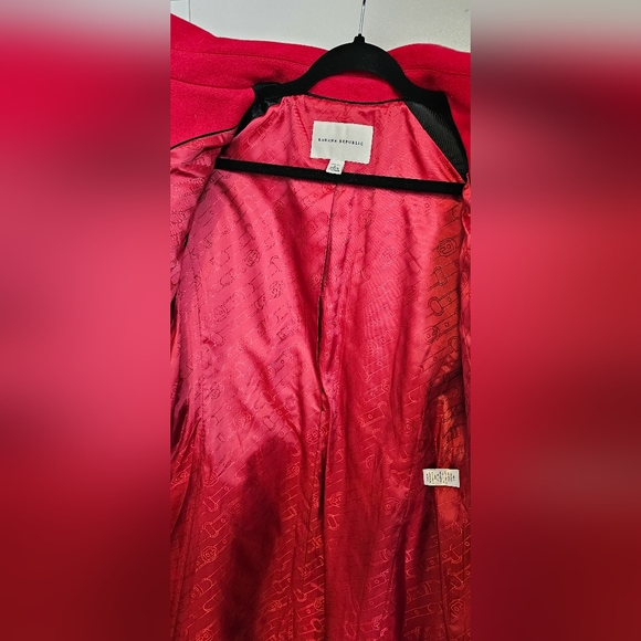 BANANA REPUBLIC Red Long Wool Coat - Picture 7 of 12